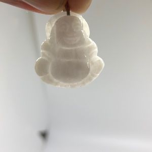 Natural jade carved small happy Buddha charm